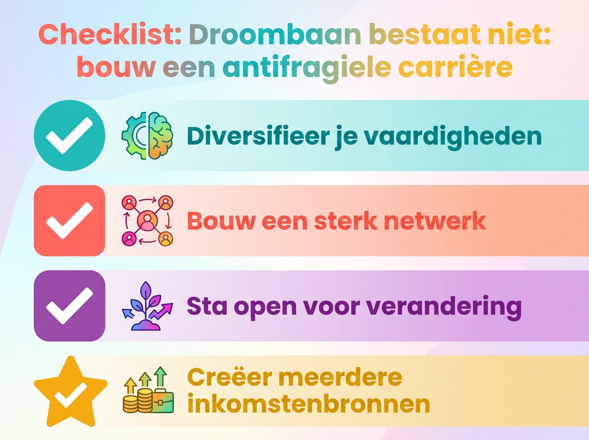Infographie checklist : Droombaan bestaat niet: bouw een antifragiele carrière
