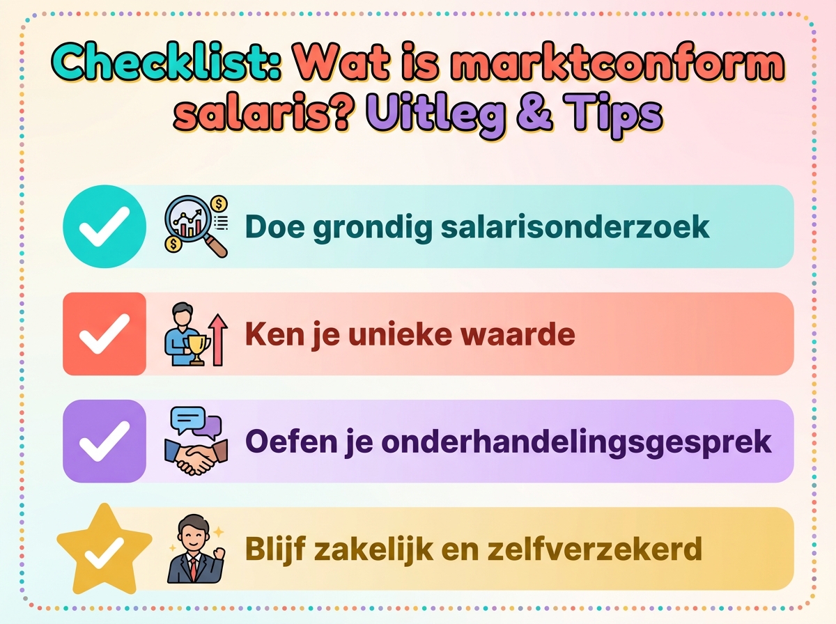 Infographie checklist : Wat is marktconform salaris? Uitleg en onderhandelingstips