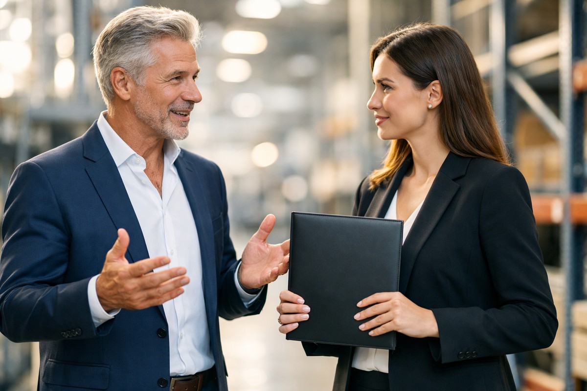Ervaren werknemer bespreekt zijn werkrooster met een HR-manager in een moderne werkomgeving.