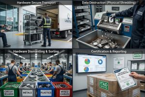 IT Asset Disposition (ITAD) proces voor veilige datavernietiging en recycling van zakelijke hardware