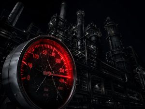 Een stilgevallen Duitse fabriek die de huidige energiecrisis en de haperende economie in 2026 symboliseert.