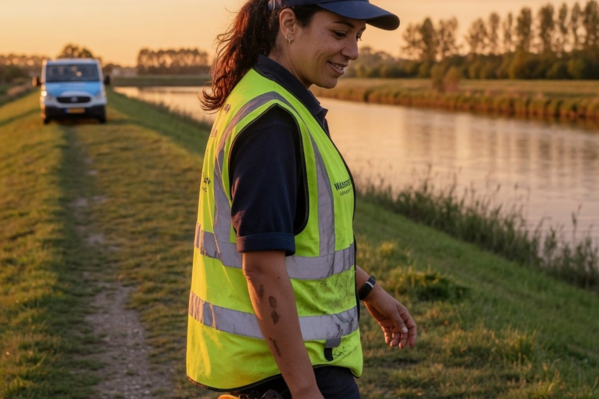 Werknemer loopt over dijk na 36-urige werkweek
